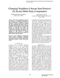 Changing Neighbors k Secure Sum Protocol for Secure Multi Party
  Computation