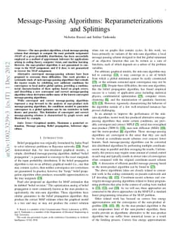 Message-Passing Algorithms: Reparameterizations and Splittings