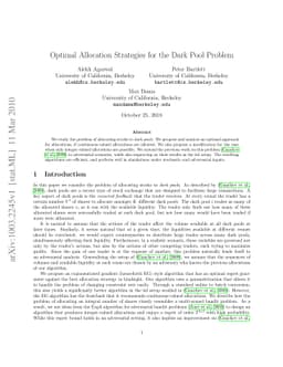 Optimal Allocation Strategies for the Dark Pool Problem