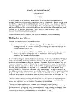 Causality and Statistical Learning