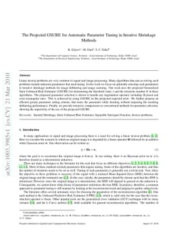 The Projected GSURE for Automatic Parameter Tuning in Iterative
  Shrinkage Methods