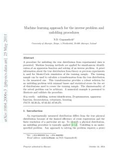 Machine learning approach to inverse problem and unfolding procedure