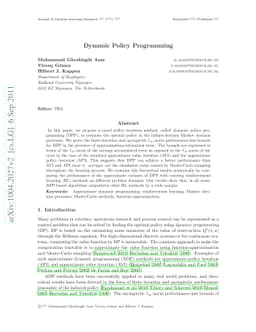 Dynamic Policy Programming