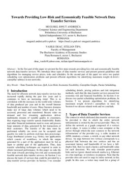 Towards Providing Low-Risk and Economically Feasible Network Data
  Transfer Services