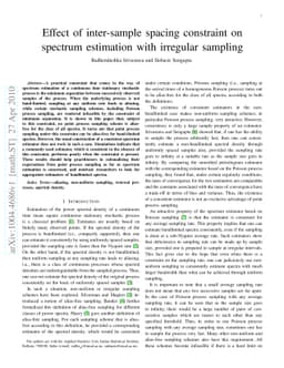 Effect of inter-sample spacing constraint on spectrum estimation with
  irregular sampling