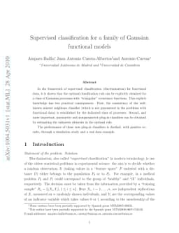 Supervised classification for a family of Gaussian functional models