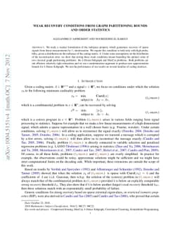 Weak Recovery Conditions from Graph Partitioning Bounds and Order
  Statistics