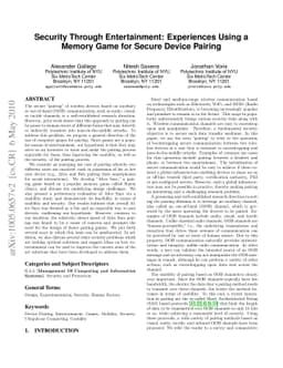 Security Through Entertainment: Experiences Using a Memory Game for
  Secure Device Pairing