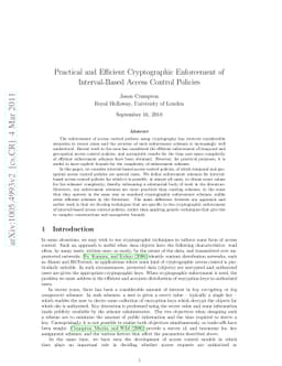 Practical Constructions for the Efficient Cryptographic Enforcement of
  Interval-Based Access Control Policies