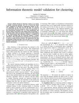 Information theoretic model validation for clustering