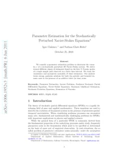 Parameter Estimation for the Stochastically Perturbed Navier-Stokes
  Equations