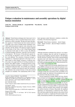 Fatigue evaluation in maintenance and assembly operations by digital
  human simulation