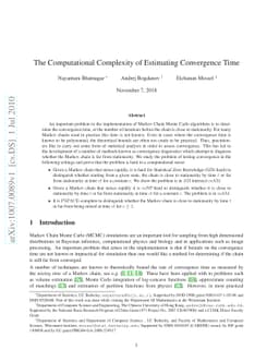 The Computational Complexity of Estimating Convergence Time