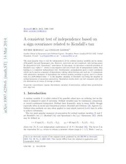 A consistent test of independence based on a sign covariance related to
  Kendall's tau