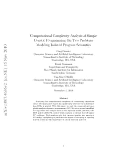 Computational Complexity Analysis of Simple Genetic Programming On Two
  Problems Modeling Isolated Program Semantics