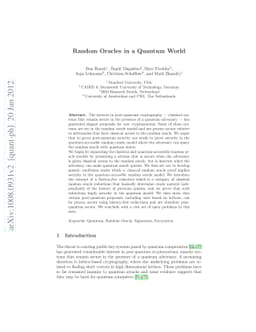 Random Oracles in a Quantum World