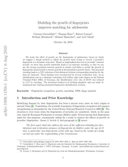 Modeling the growth of fingerprints improves matching for adolescents
