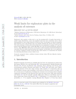 Weak limits for exploratory plots in the analysis of extremes