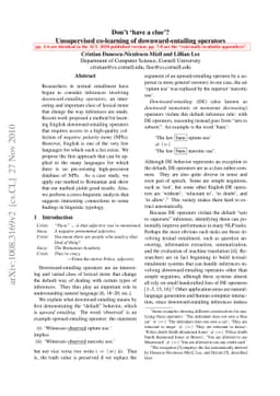 Don't 'have a clue'? Unsupervised co-learning of downward-entailing
  operators