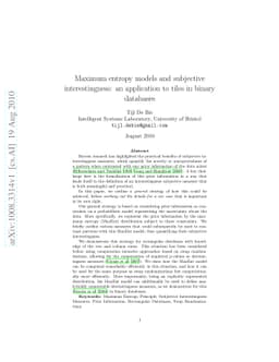 Maximum entropy models and subjective interestingness: an application to
  tiles in binary databases