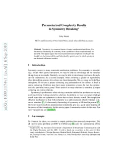 Parameterized Complexity Results in Symmetry Breaking