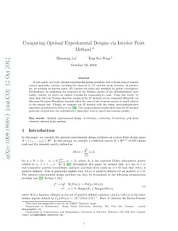 Computing Optimal Experimental Designs via Interior Point Method