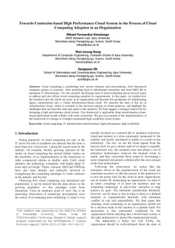 Towards Constraint-based High Performance Cloud System in the Process of
  Cloud Computing Adoption in an Organization