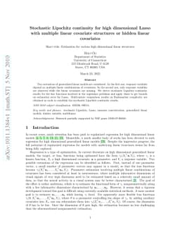 Stochastic Lipschitz continuity for high dimensional Lasso with multiple
  linear covariate structures or hidden linear covariates