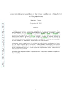 Concentration inequalities of the cross-validation estimate for stable
  predictors
