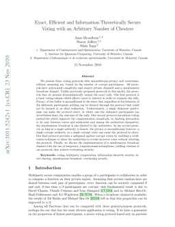 Exact, Efficient and Information-Theoretically Secure Voting with an
  Arbitrary Number of Cheaters