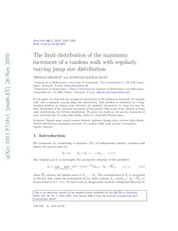 The limit distribution of the maximum increment of a random walk with
  regularly varying jump size distribution