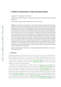 A ROAD to Classification in High Dimensional Space