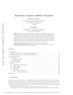 Detection of sparse additive functions