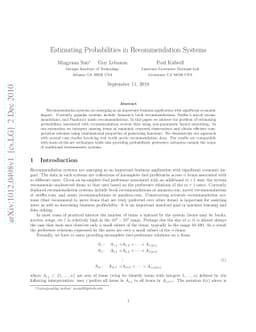 Estimating Probabilities in Recommendation Systems