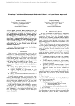 Handling Confidential Data on the Untrusted Cloud: An Agent-based
  Approach