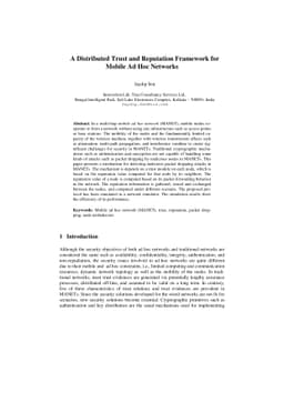 A Distributed Trust and Reputation Framework for Mobile Ad Hoc Networks