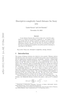 Descriptive-complexity based distance for fuzzy sets