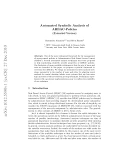 Automated Symbolic Analysis of ARBAC-Policies (Extended Version)