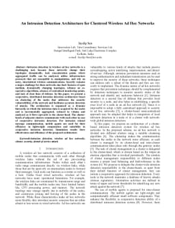 An Intrusion Detection Architecture for Clustered Wireless Ad Hoc
  Networks