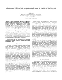 A Robust and Efficient Node Authentication Protocol for Mobile Ad Hoc
  Networks