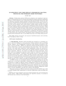 An Efficient and User Privacy-Preserving Routing Protocol for Wireless
  Mesh Networks