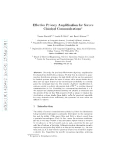 Effective Privacy Amplification for Secure Classical Communications