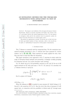 An estimation method for the chi-square divergence with application to
  test of hypotheses