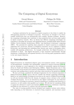 The Computing of Digital Ecosystems