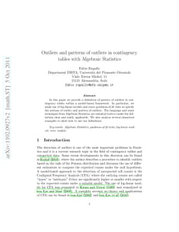 Outliers and patterns of outliers in contingency tables with Algebraic
  Statistics