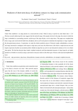 Predictors of short-term decay of cell phone contacts in a large scale
  communication network