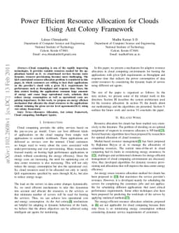 Power Efficient Resource Allocation for Clouds Using Ant Colony
  Framework