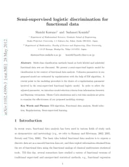 Semi-supervised logistic discrimination for functional data