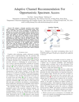 Adaptive Channel Recommendation For Opportunistic Spectrum Access