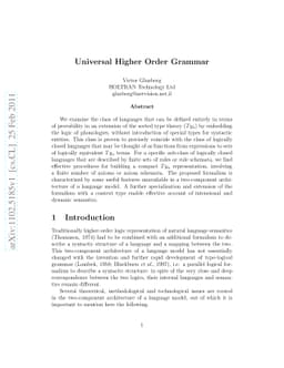 Universal Higher Order Grammar